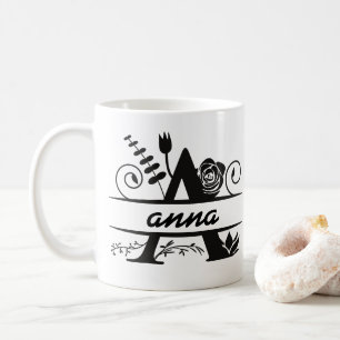 Botanical Monogram A " ANNA " Coffee Mug
