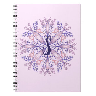 Botanical monogram cottagecore boho floral pinkver notebook