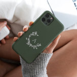 Botanical Monogram Initial Green Case-Mate iPhone 14 Pro Case<br><div class="desc">A hand drawn crescent wreath of leaves and laurels surrounds your monogram or initial. The minimal floral illustration is perfect for a rustic or farmhouse feel. Click the customise button to change the background colour or to add more text.</div>