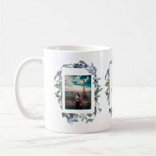 Botanical Monogram With Bride and Groom Photo Coffee Mug