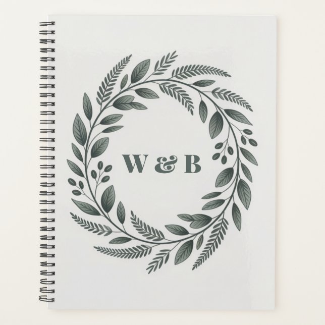 Botanical Monogram Wreath  Planner (Front)