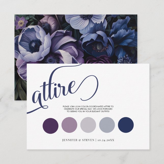 Botanical Moonlight | Gothic Floral Wedding Attire Enclosure Card (Front/Back)