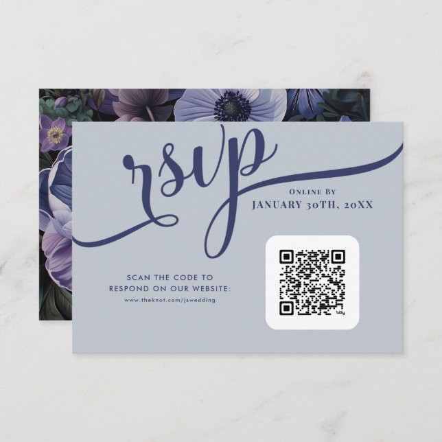 Botanical Moonlight | Gothic Floral Wedding RSVP Card (Front/Back)