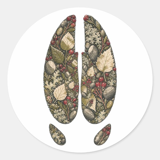 Botanical Moose Hoof Birch Bog Nature Sticker (Front)