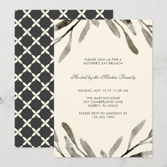 Botanical Mother's Day Brunch Card (Front/Back)