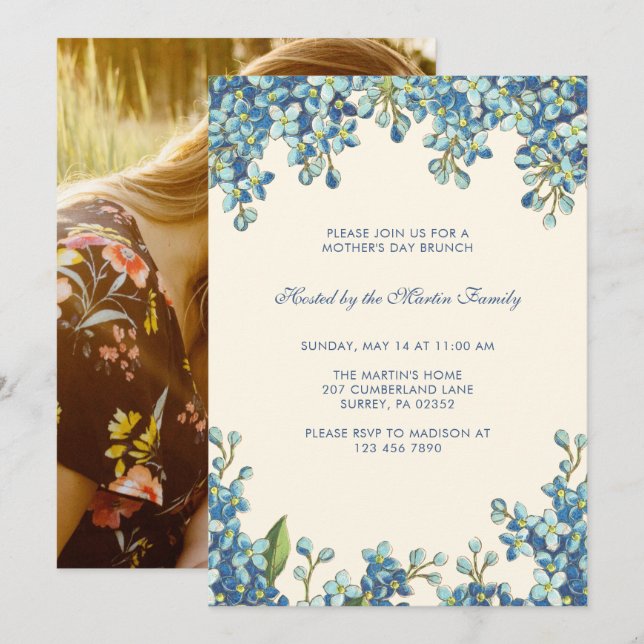 Botanical Mother's Day Brunch Photo Invitation (Front/Back)