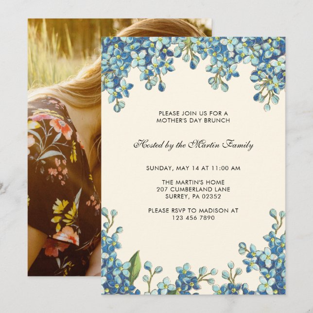 Botanical Mother's Day Brunch Photo Invitation (Front/Back)
