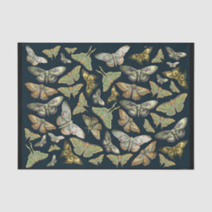 Botanical Moths on Black, Luna Moth Collection Tissue Paper
