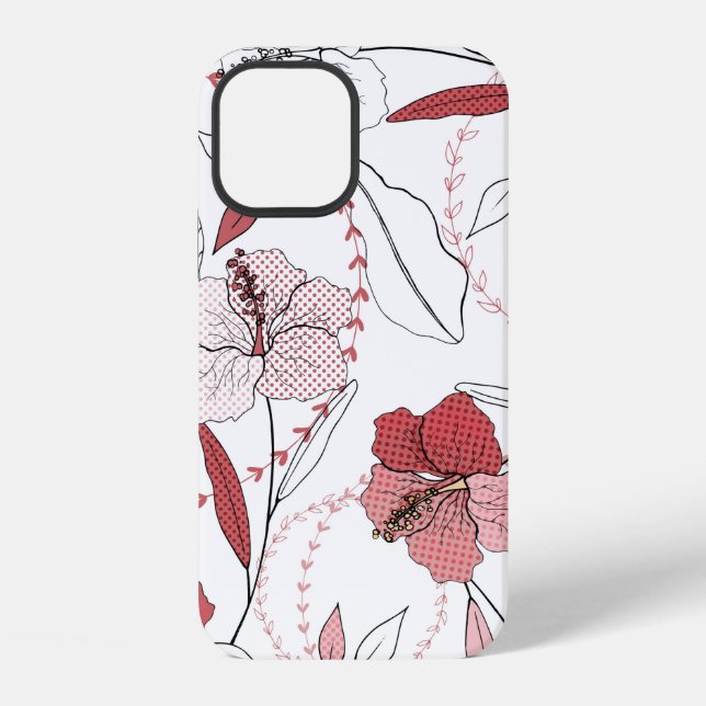Botanical motifs. Isolated seamless flower pattern iPhone Case (Back)