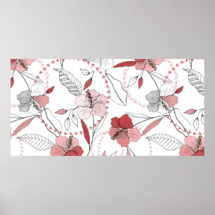 Botanical motifs. Isolated seamless flower pattern Poster
