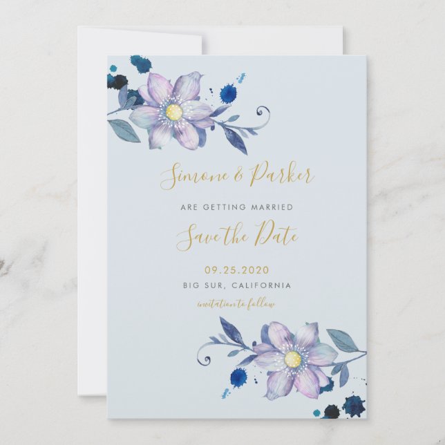 Botanical Motifs Save the Date Card (Front)
