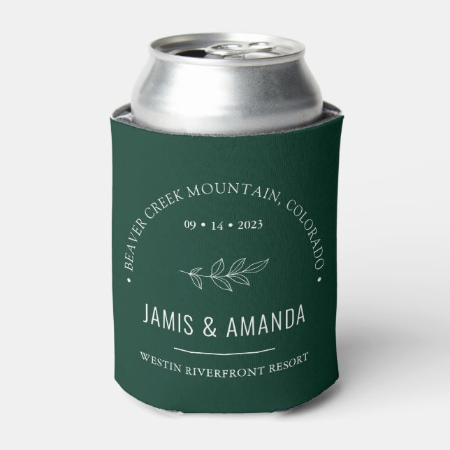 Botanical Mountain Wedding Forest Can Cooler (Can Front)