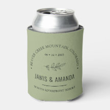 Botanical Mountain Wedding | Sage Green Can Cooler