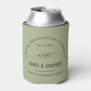 Botanical Mountain Wedding Sage Green Can Cooler