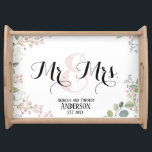 Botanical Mr and Mrs Personalised Wedding Gift Serving Tray<br><div class="desc">Botanical Mr and Mrs Personalised Wedding Gift Serving Tray</div>