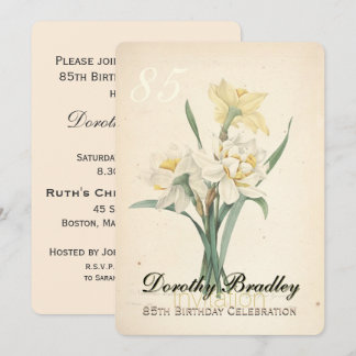 Botanical Narcissus 85th Birthday Invitation