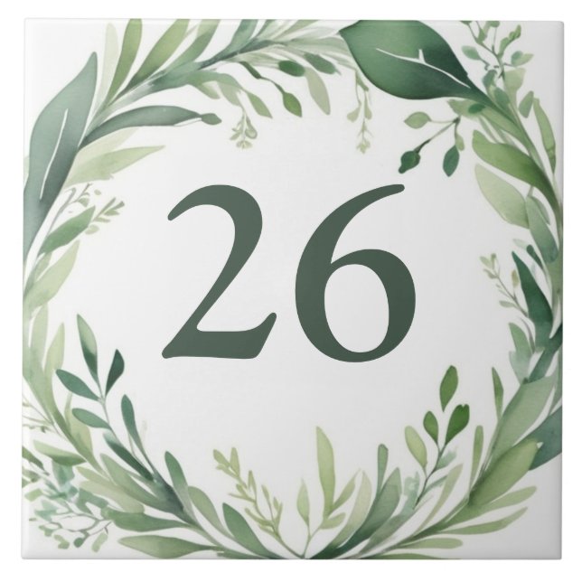Botanical Nature Custom House Number Plate Sign Tile (Front)