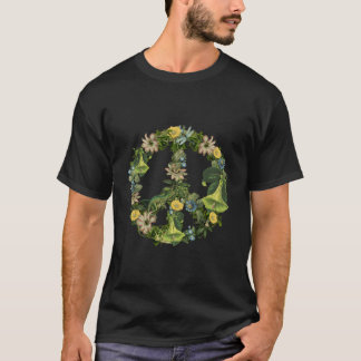 Botanical Nature Illustration Peace Sign T-Shirt