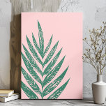 Botanical Nature Tropical Illustration Pink Green  Canvas Print<br><div class="desc">A modern minimalist pink and green botanical nature illustration of a pretty palm frond.</div>