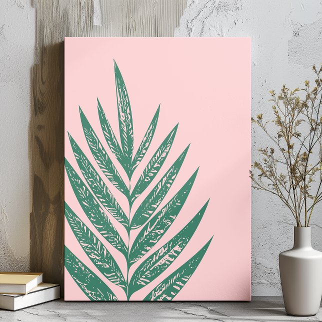 Botanical Nature Tropical Illustration Pink Green  Canvas Print (Creator Uploaded)