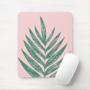 Botanical Nature Tropical Illustration Pink Green Mouse Mat