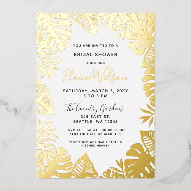 Botanical Nature Tropical Leaves Bridal Shower (Front)