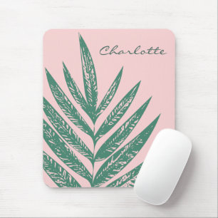 Botanical Nature Tropical Pink Green Personalised Mouse Mat