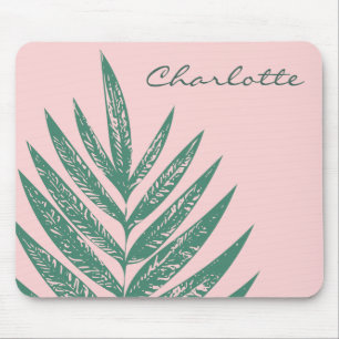 Botanical Nature Tropical Pink Green Personalised Mouse Mat