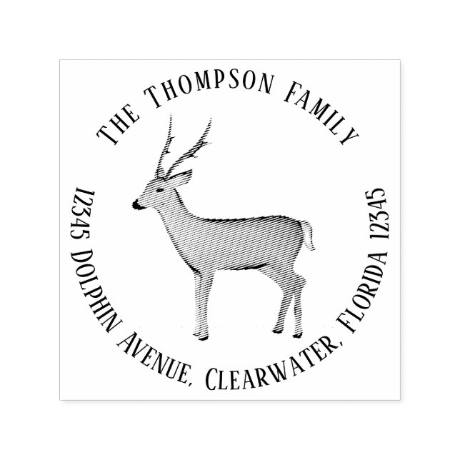 Botanical Nature Woodland Deer Return Address Self-inking Stamp (Design)