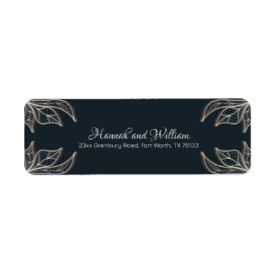Botanical Navy Blue Wedding RSPV Return Address