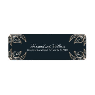 Botanical Navy Blue Wedding RSPV Return Address