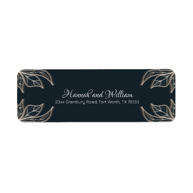Botanical Navy Blue Wedding RSPV Return Address (Front)