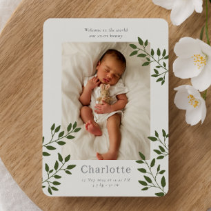 Botanical Newborn Birth Announcement Card