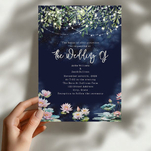 Botanical Night Water Lily Wedding Invitation