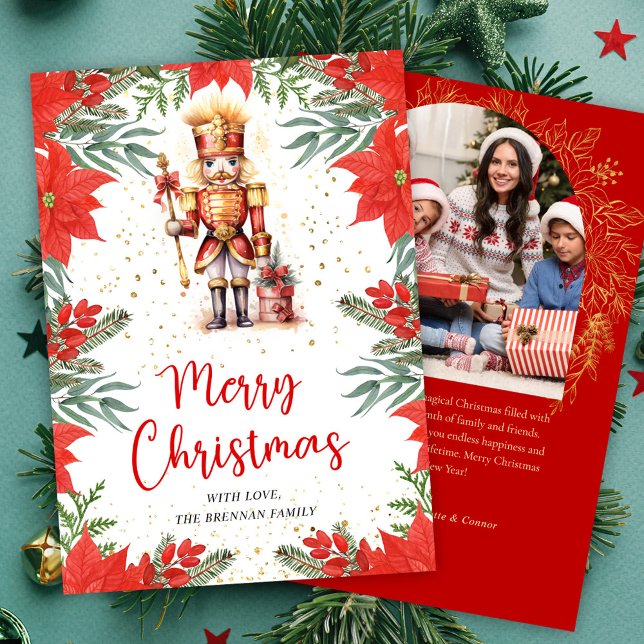 Botanical Nutcracker Photo Merry Christmas Holiday Card (Botanical Nutcracker Photo Merry Christmas Holiday Card)