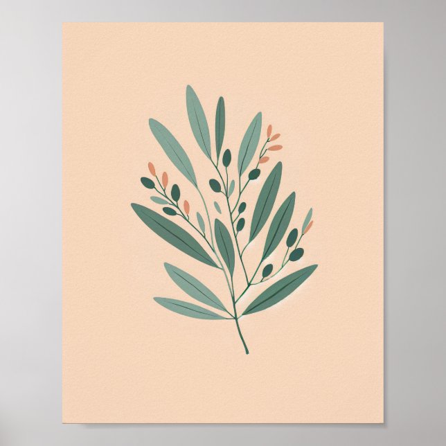 Botanical Olive Branch Art Poster (Front)