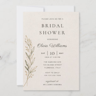 Botanical Olive Branch Bridal Shower Invitation 