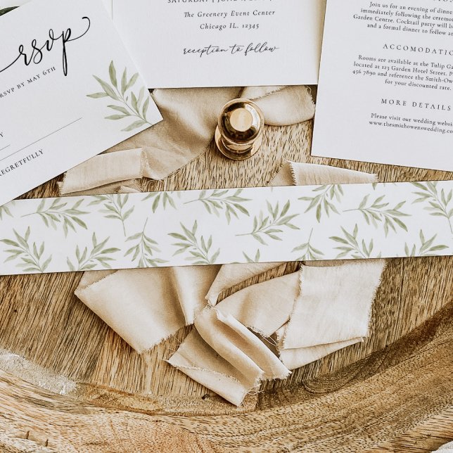 Botanical Olive Branch Envelope Liner Invitation Belly Band (Creator Uploaded)