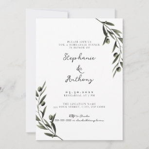 Botanical Olive Branch Italian Rehearsal Dinner Invitation