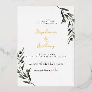 Botanical Olive Branch Leaves Italian Wedding