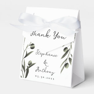 Botanical Olive Branch Leaves Italian Wedding   Favour Box