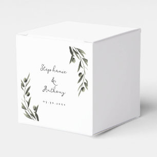 Botanical Olive Branch Leaves Italian Wedding  Favour Box