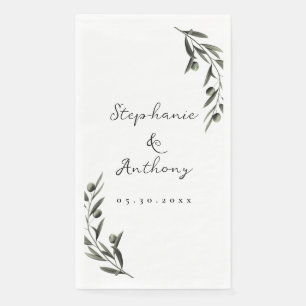 Botanical Olive Branch Leaves Italian Wedding   Napkin