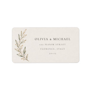 Botanical Olive Branch Wedding Address Label