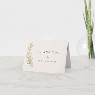 Botanical Olive Branch Wedding Folded Thank You Card