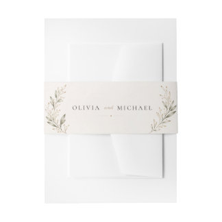 Botanical Olive Branch Wedding Invitation Belly  Band