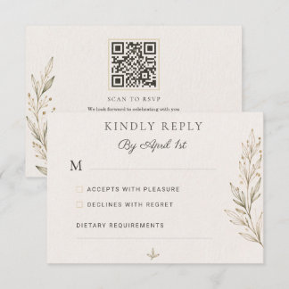Botanical Olive Branch Wedding RSVP Card 