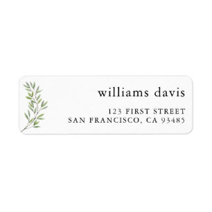 Botanical Olives Branch Return Address Label