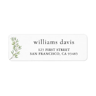 Botanical Olives Branch Return Address Label