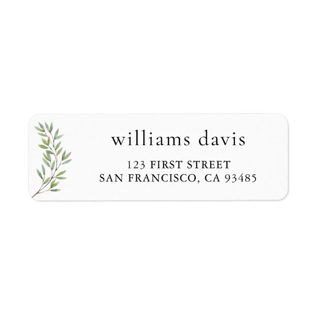 Botanical Olives Branch Return Address Label (Front)